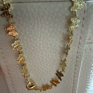 Gold Butterfly Necklace 22”